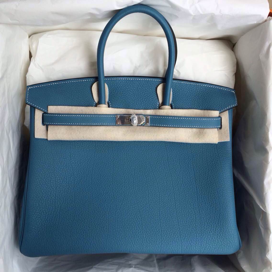 73 Blue Jean France Togo Leather Birkin Bag Hand Stitching 35cm \u2014 HEMA  