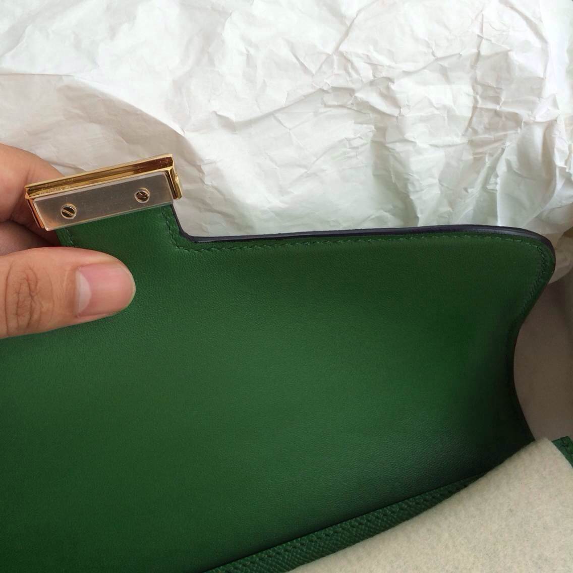 hermes green leather handbag constance  