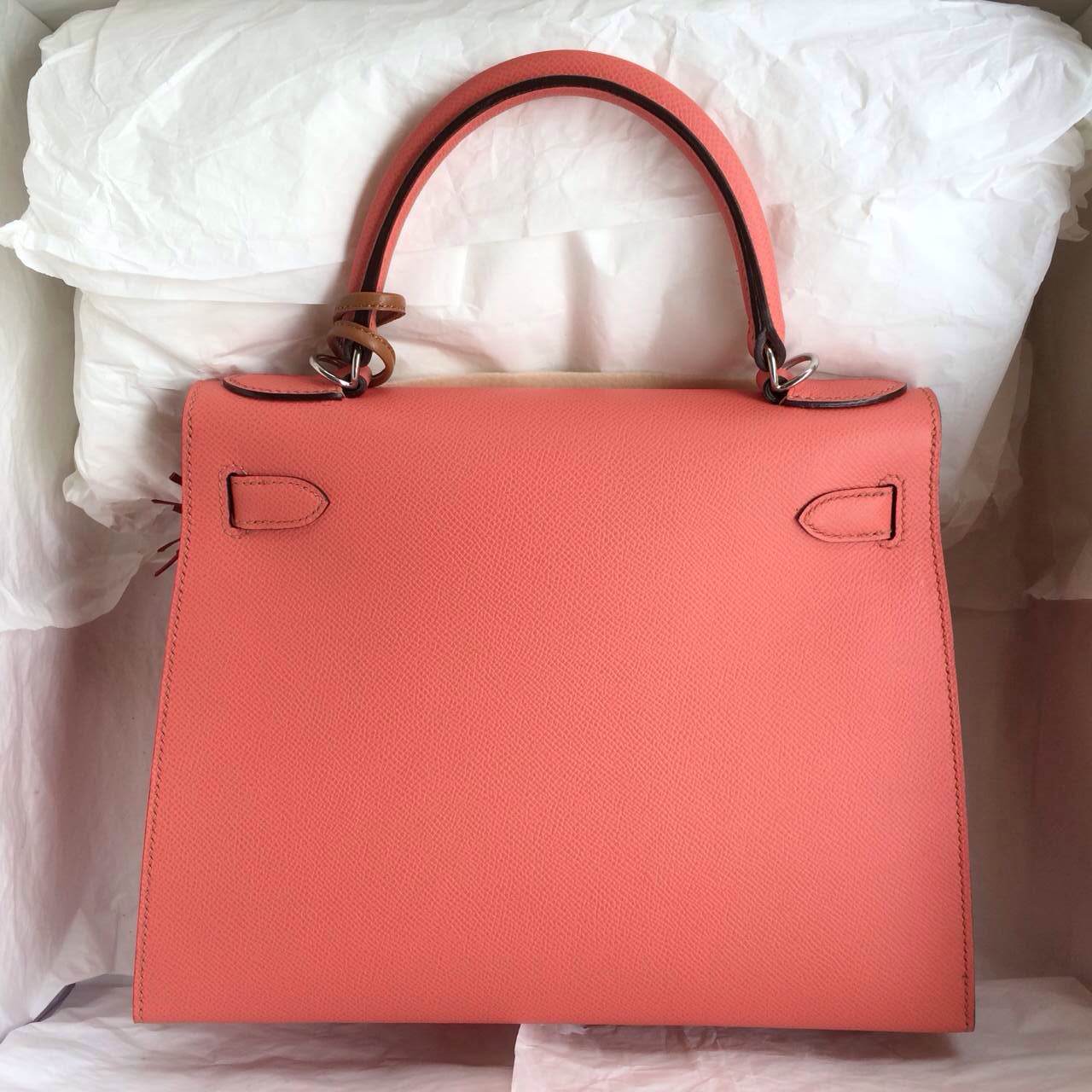 Hermes Kelly Bag Sellier 28cm i5 Flamingo Color France Epsom Leather — Hermes Crocodile Birkin Bag