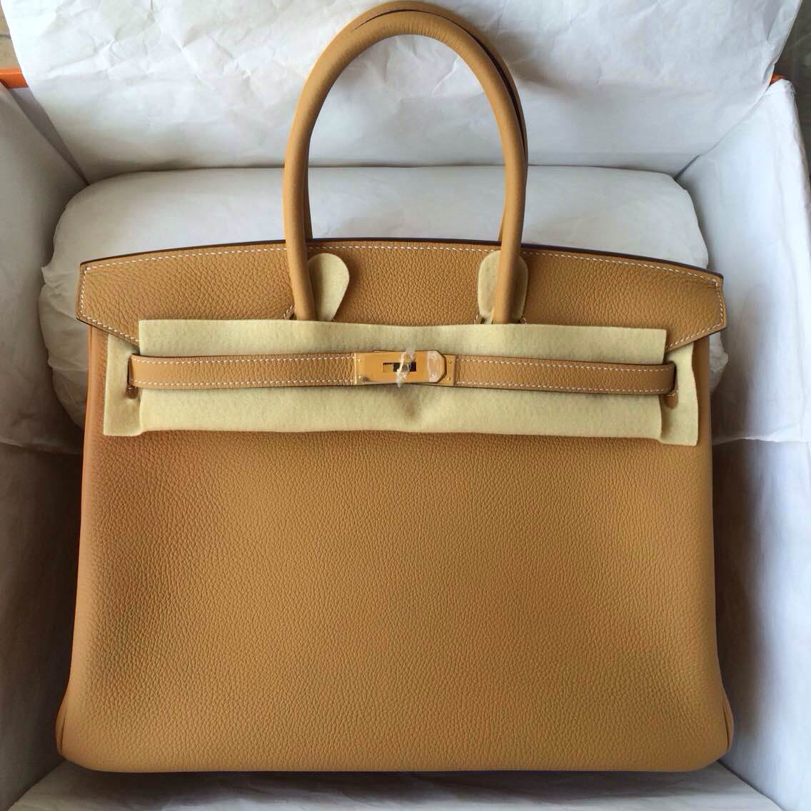 35cm Hermes Birkin Bag Natural Color France Togo Leather Gold Hardware — Hermes Crocodile Birkin Bag