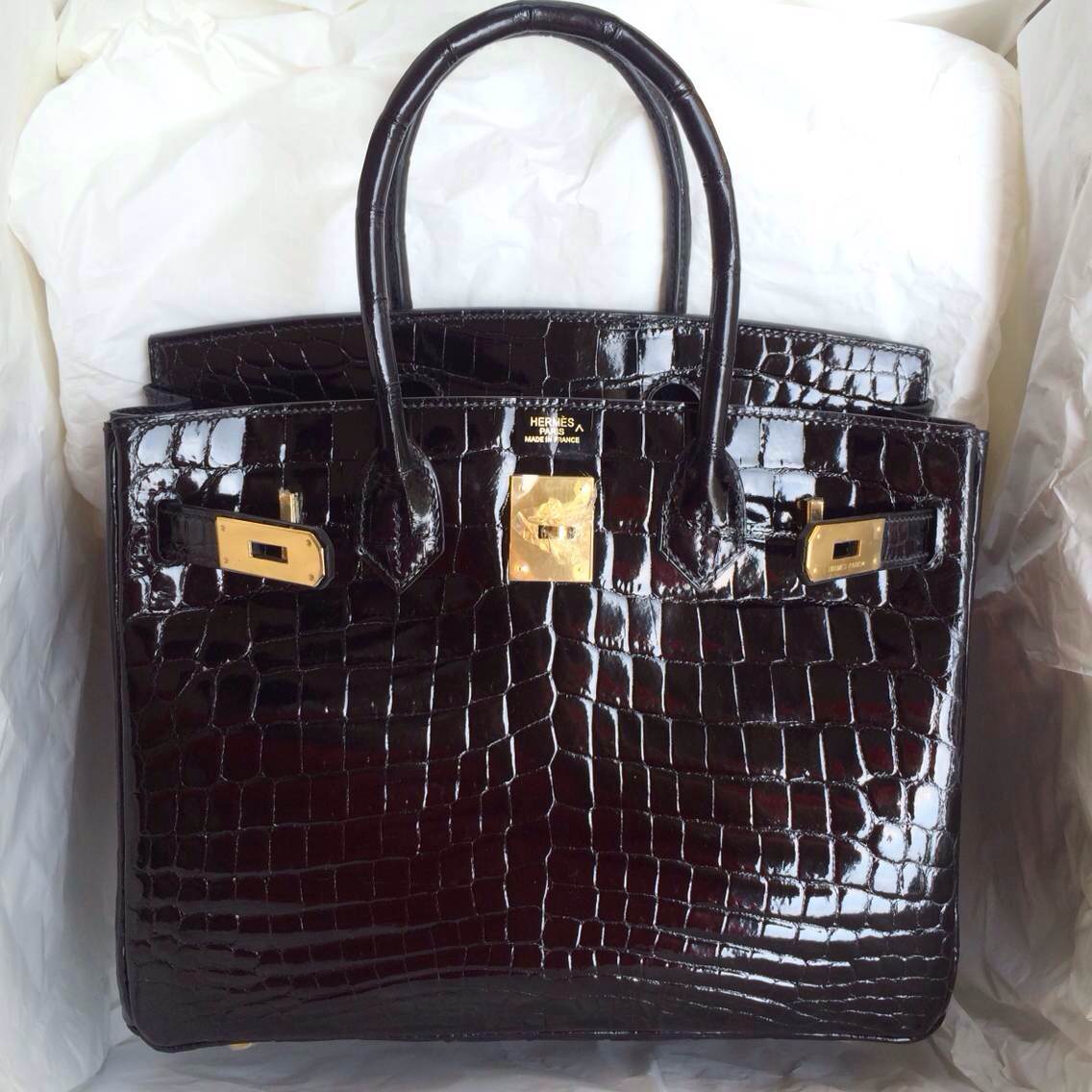 hermes crocodile birkin bag price - Elegant 89 Black Porosus Crocodile Skin Hermes Birkin Bag Gold ...