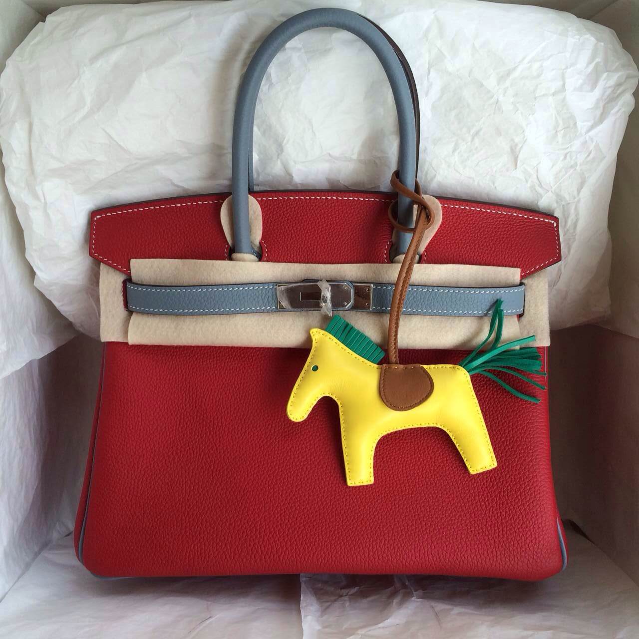 mini kelly hermes - Fashion Hermes Birkin Bag 30cm Q5 Candy Red/J7 Blue Lin France ...