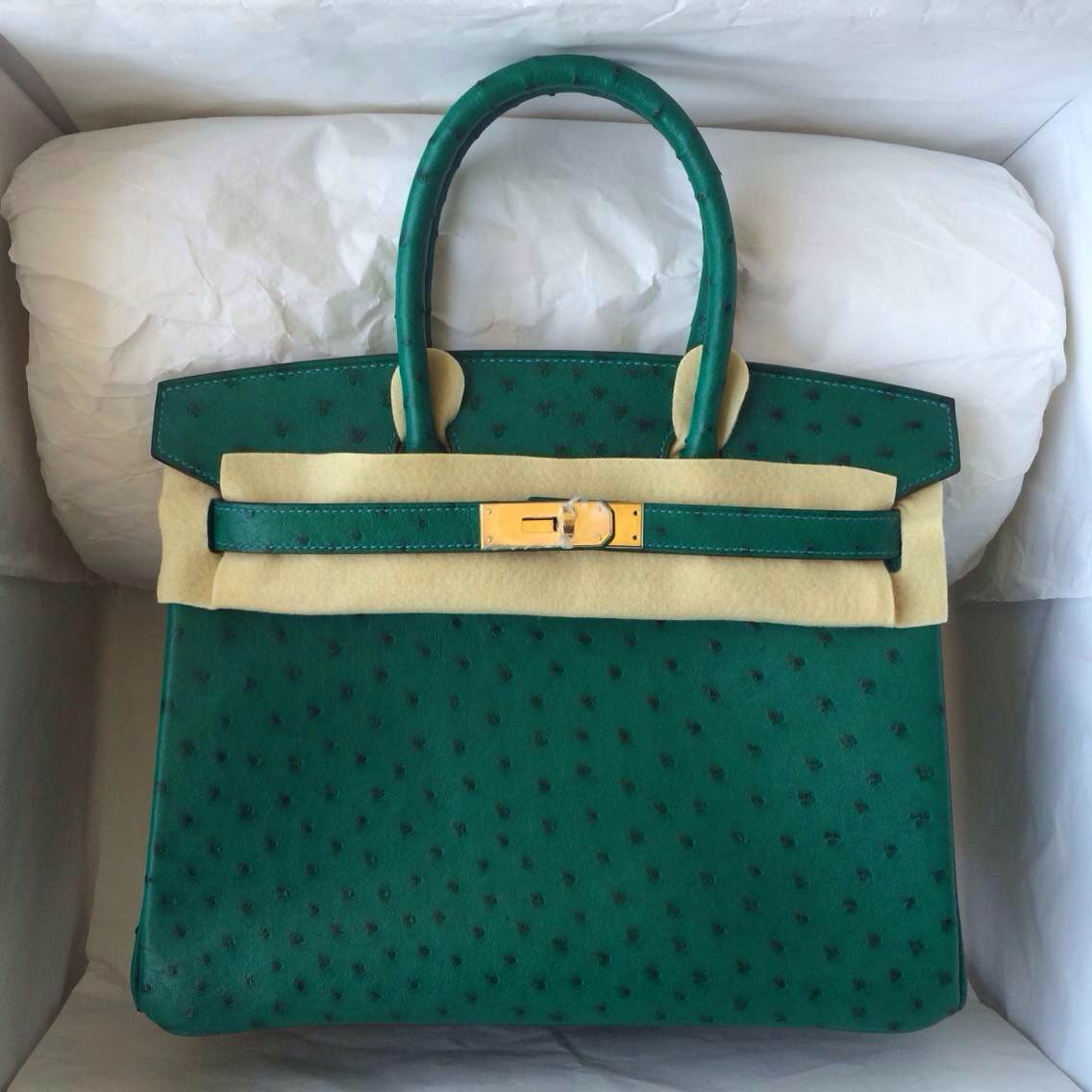 Hand Stitching Hermes Birkin Bag 6Q Jade Green Ostrich Leather \u2014 HEMA  