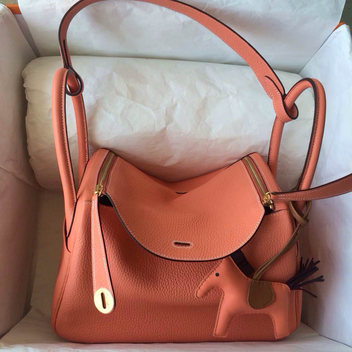 Wholesale L5 Crevette Pink France Togo Leather Hermes Lindy Bag ...  