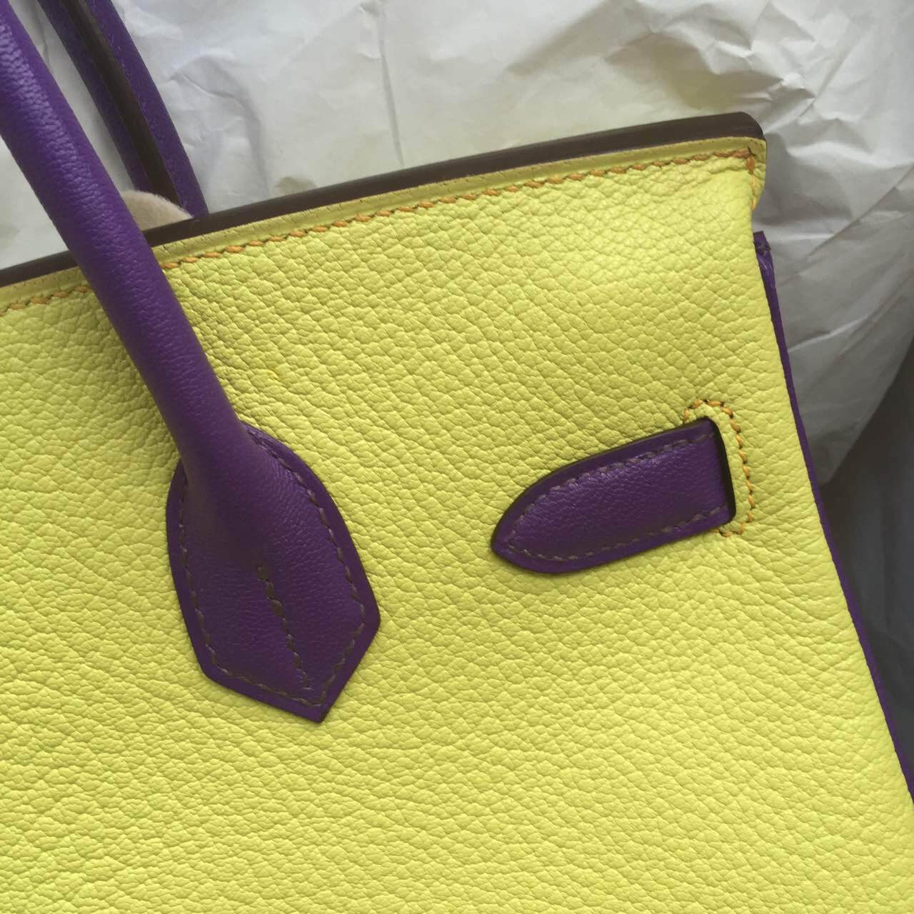 Cheap Hermes Birkin Bag 30cm Purple \u0026amp; Yellow \u0026amp; Pink Chevre Leather ...  