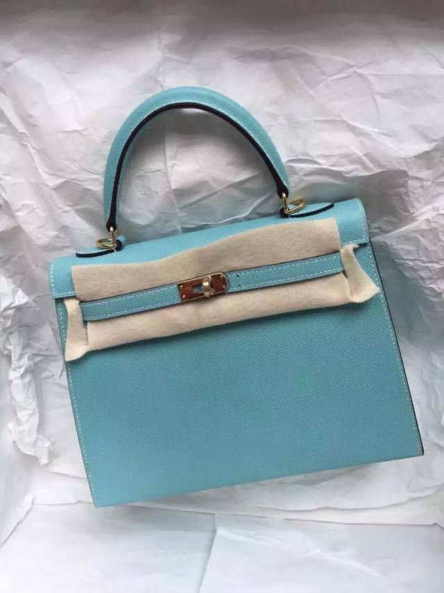 3P Lagon Blue France Epsom Leather Hermes Kelly Bag Sellier Silver ...  
