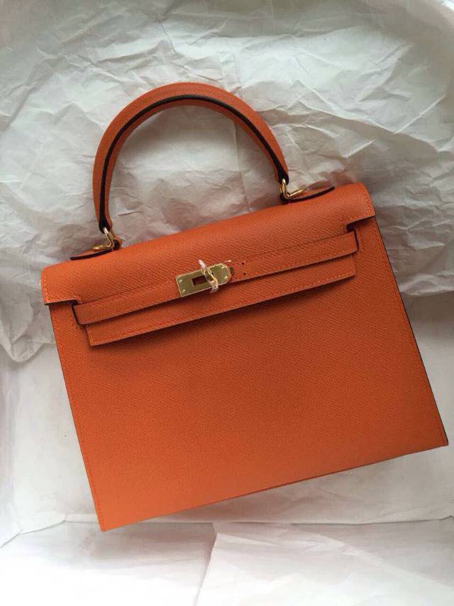 Discount 32cm Orange Epsom Calf Leather Hermes Kelly Bag Sellier ...  