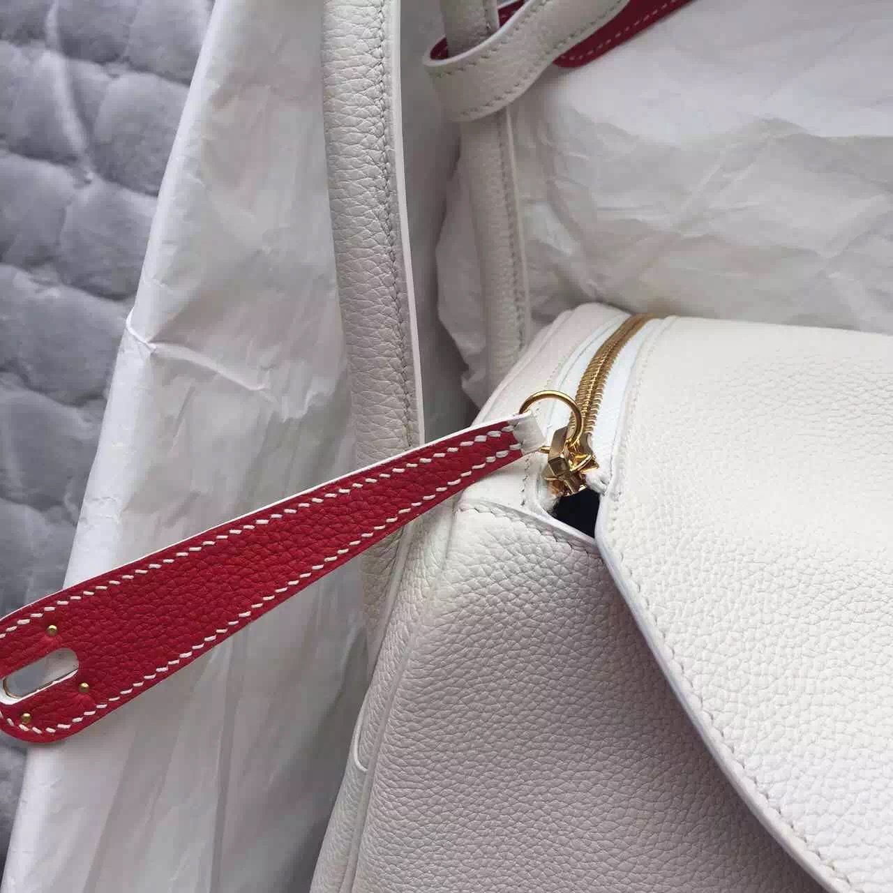 Cheap Hermes Lindy Bag White/Red Togo Leather Women\u0026#39;s Handbag Gold ...  