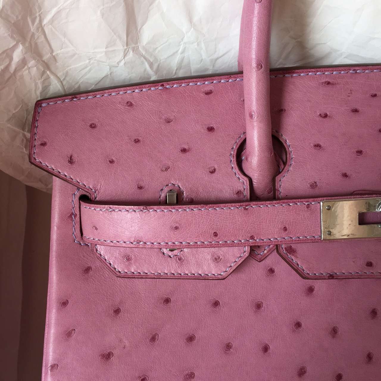 Wholesale Hermes Birkin Bag in Pink Purple Ostrich Leather Ladies&#39; Handbag 30CM — Hermes ...