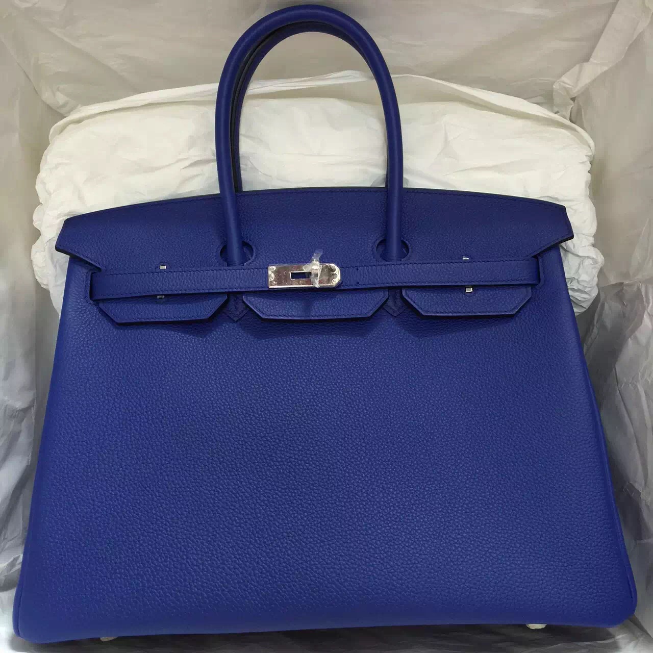 Discount Hermes Togo Leather Birkin Bag in 7T Blue Electric Silver ...  