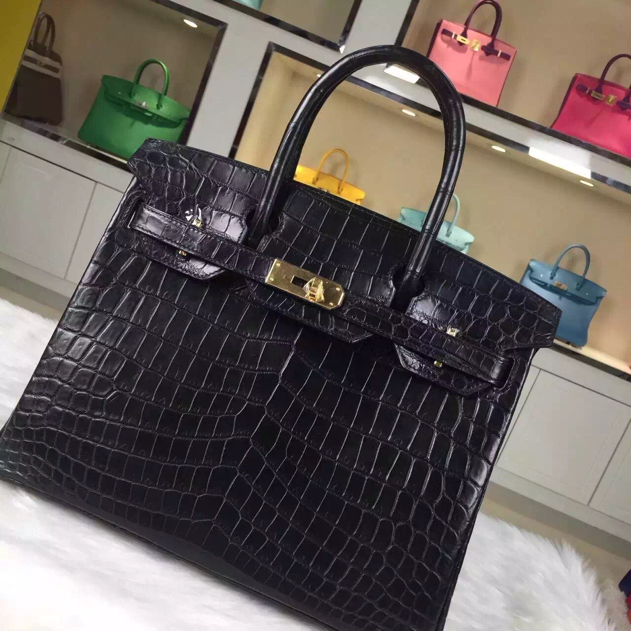 Luxury Hermes Birkin Bag 30CM CK89 Black Crocodile Leather Fashion ...  