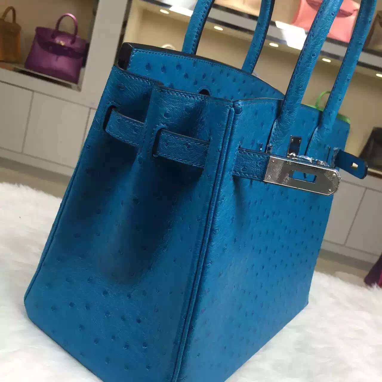 hermes turquoise leather handbag birkin  
