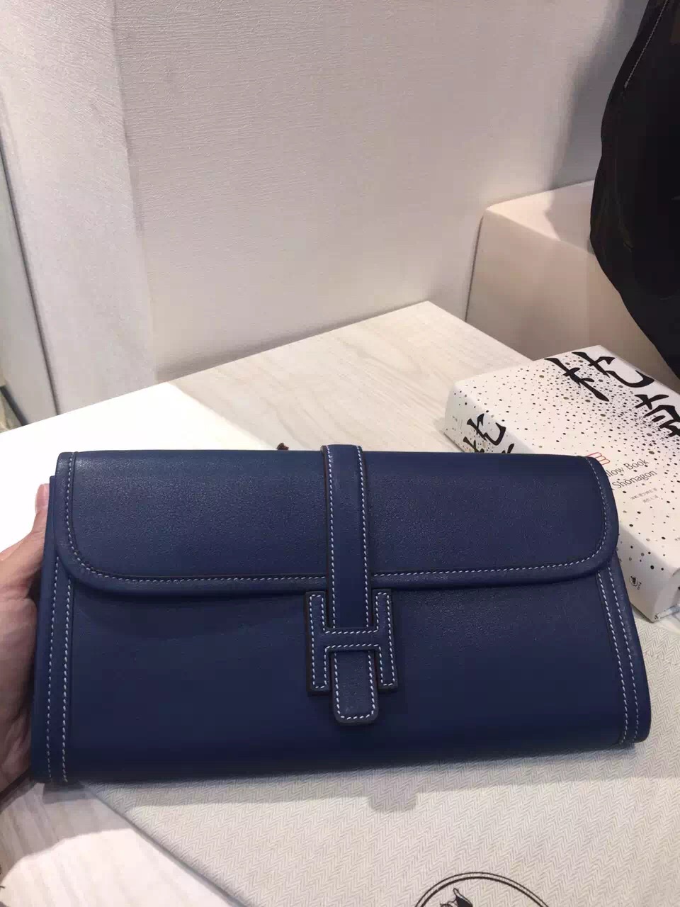 High Quality Hermes Jige Elan Wallet Clutch Bag 7Q Mykono Blue ...  