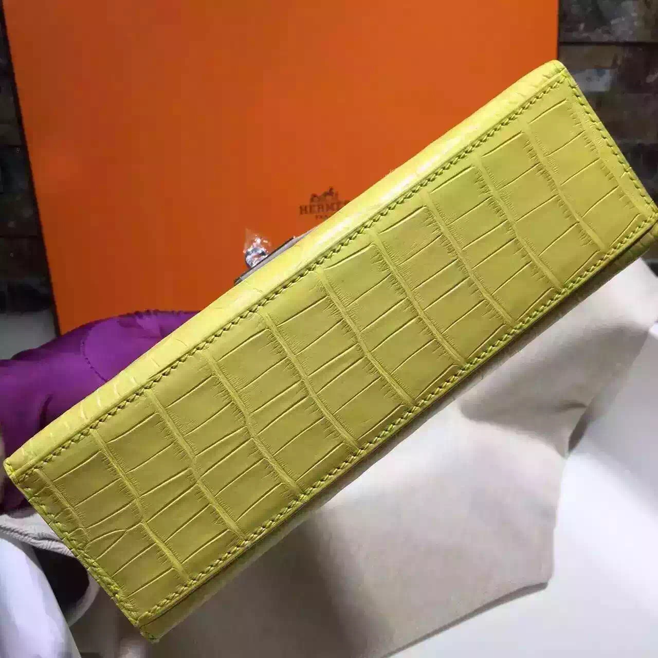 hermes yellow leather clutch bag kelly  