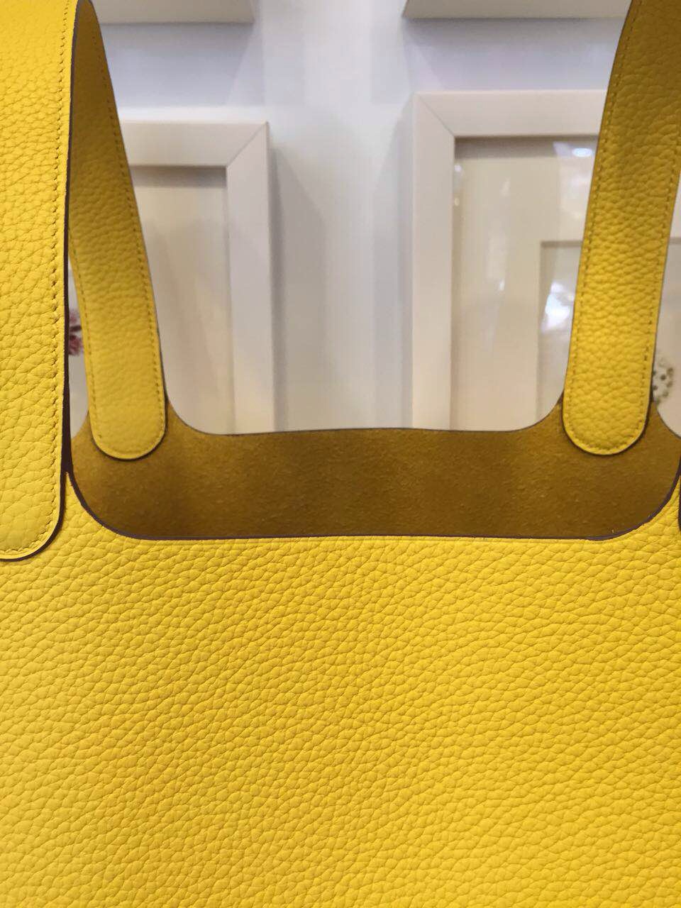 hermes yellow leather handbag picotin  