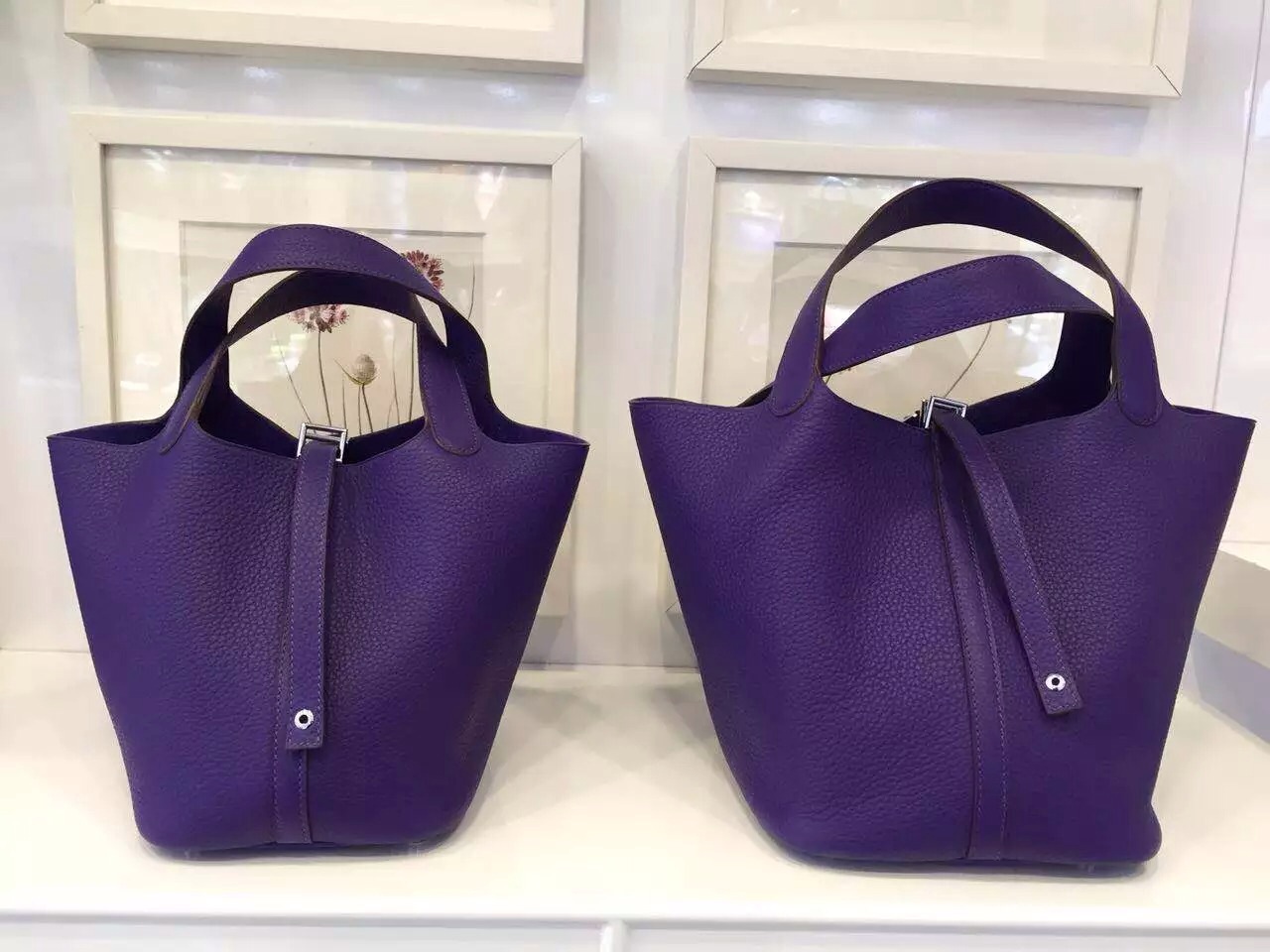 hermes purple leather handbag picotin  