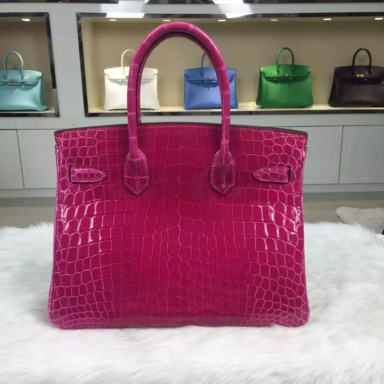 Wholesale Hermes Nicotious Crocodile Skin Birkin Bag 30CM in 5J Hot Pink — Hermes Crocodile ...