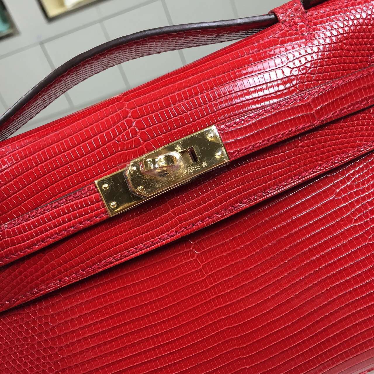 hermes red mini kelly clutch bag  