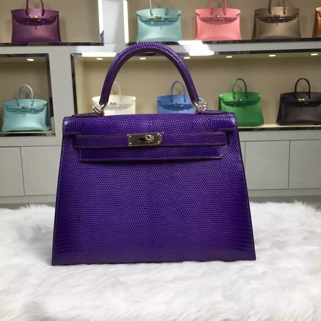 Online Shopping Hermes France Lizard Skin Violet Color Kelly Bag ...