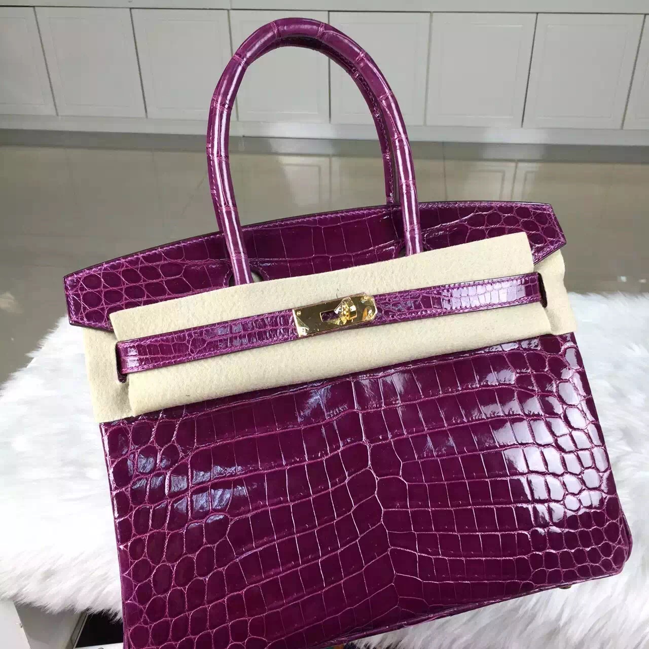 Discount Hermes Birkin Bag 30cm Grape Purple Crocodile Skin Leather Tote Bag — Hermes Crocodile ...