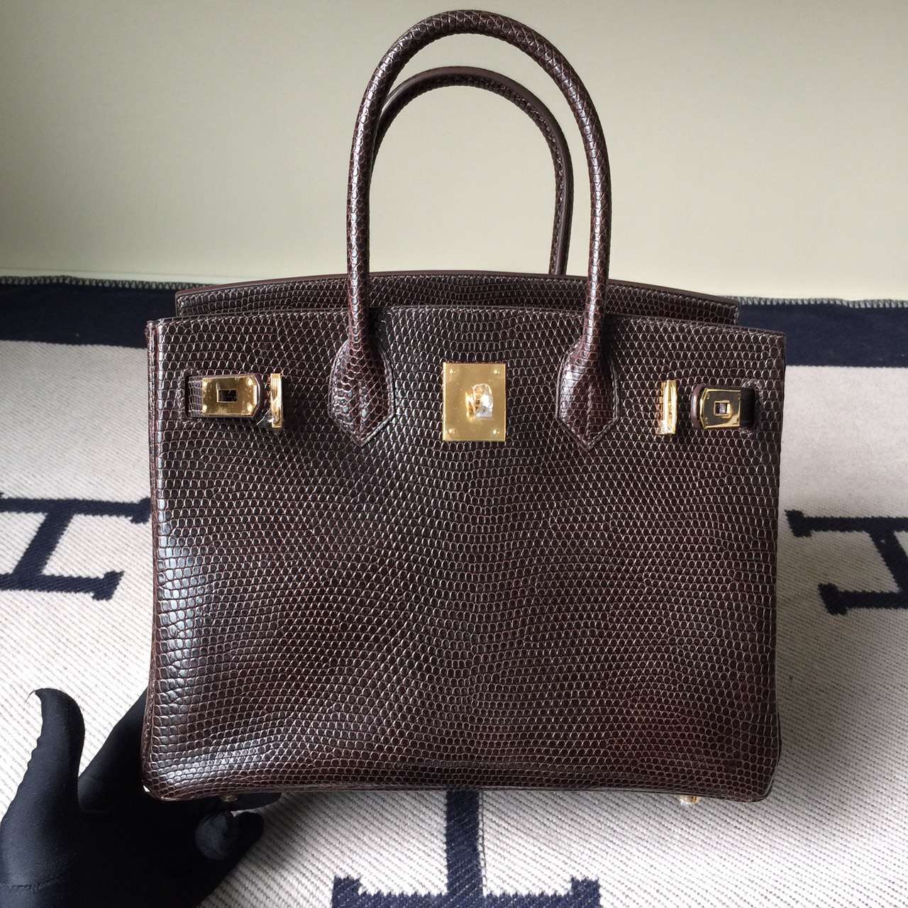 Noble Women&#39;s Handbag Hermes Chocolate Lizard Leather Birkin Bag30cm — Hermes Crocodile Birkin Bag