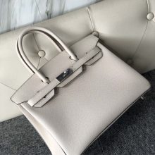 Customize Hermes CK10 Craie White/Vert Amande Epsom Birkin30cm Bag Silver Hardware