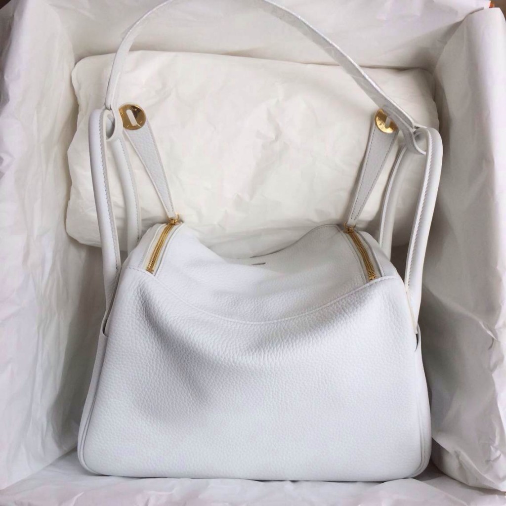 Hermes Lindy Bag30cm White Color France Togo leather Hand Stitching