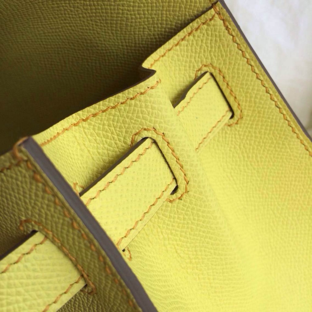 Hand Stitching Kelly Bag 28cm Sellier C9 Lime Yellow Epsom Leather Gold