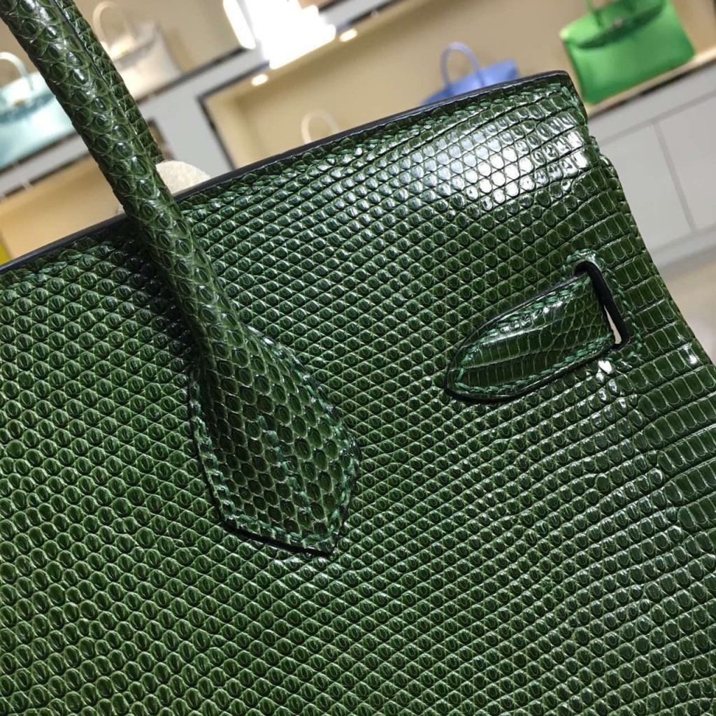 Hand Stitching Hermes Original Lizard Skin Birkin Bag 30CM in Dark