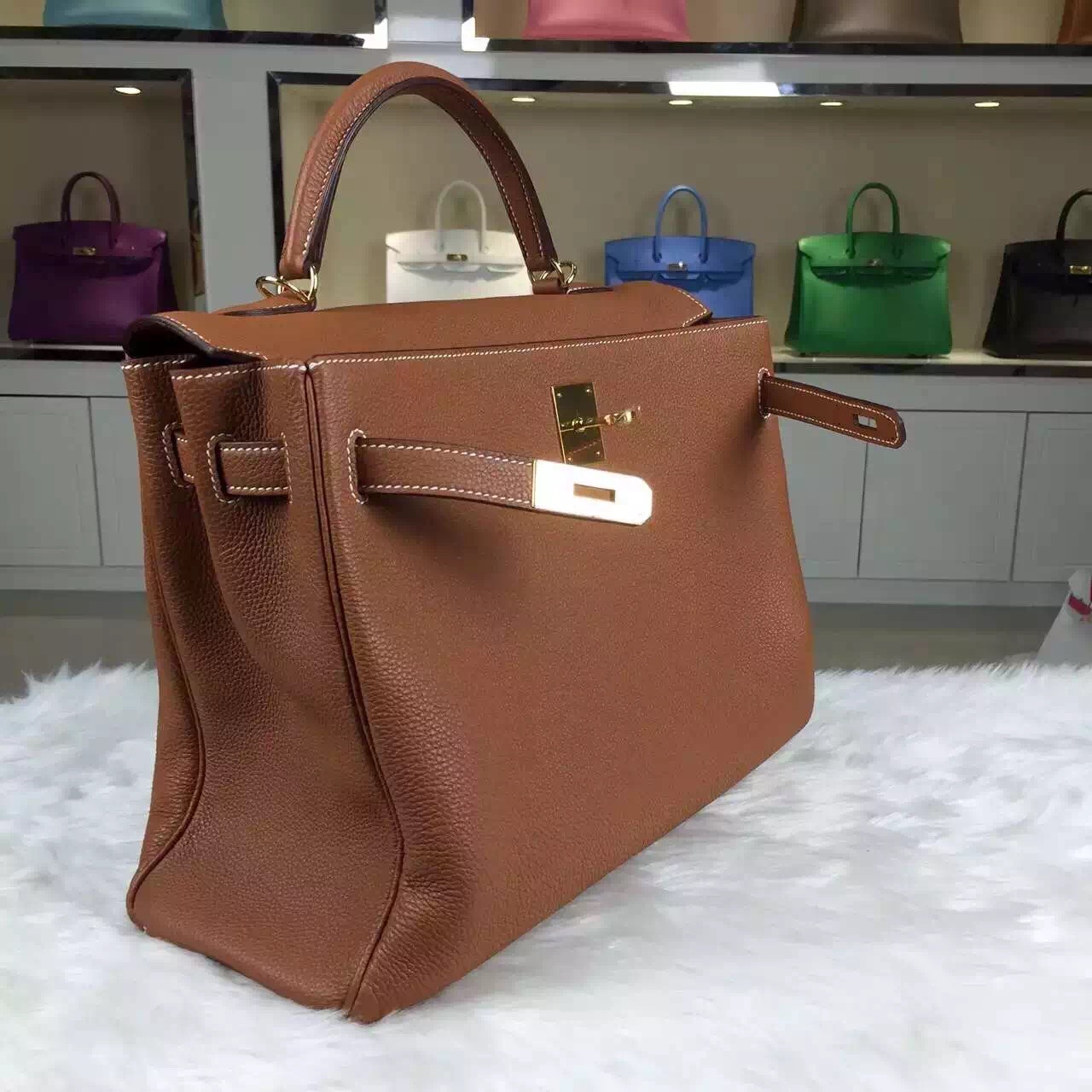 Vip Customized Hermes Brown France Togo Leather Kelly Bag 35CM Women's ...