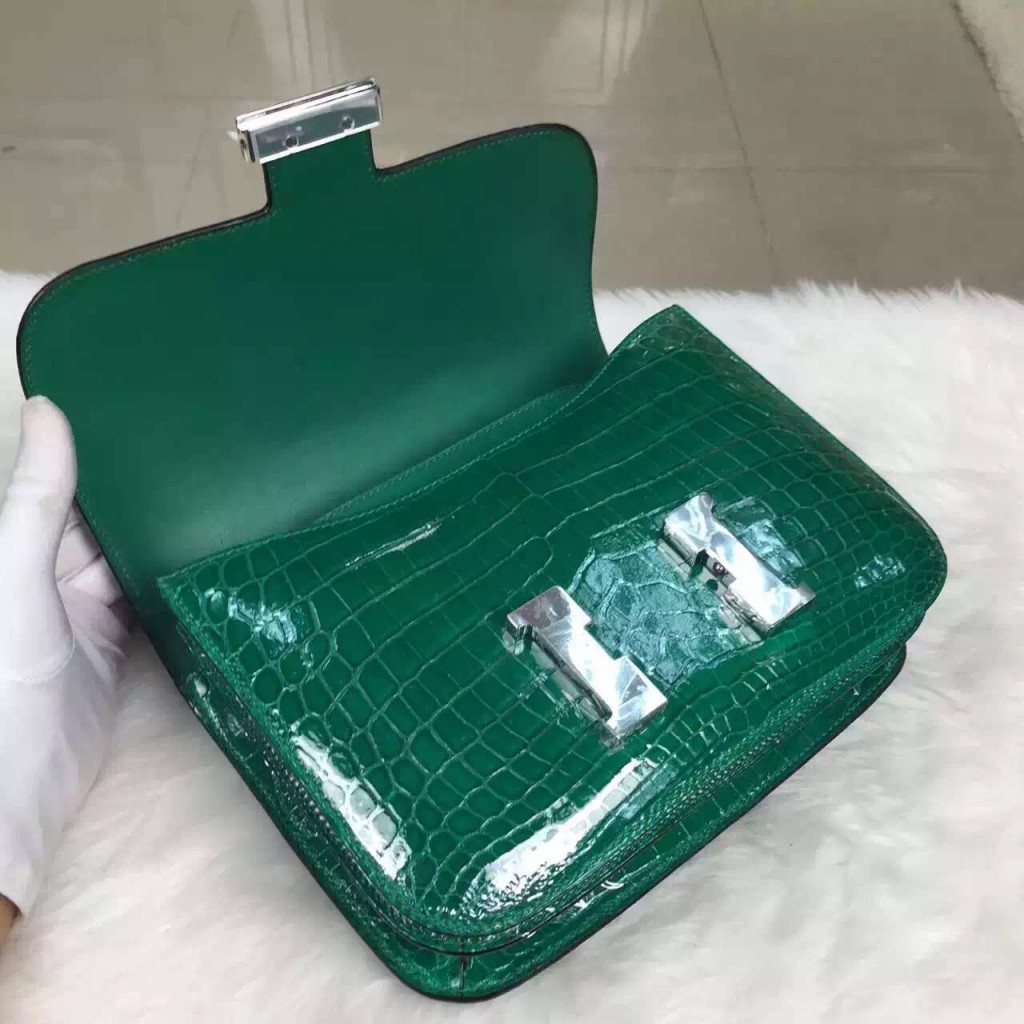 Wholesale Hermes Crocodile Leather Emerald Green Constance Bag24CM ...