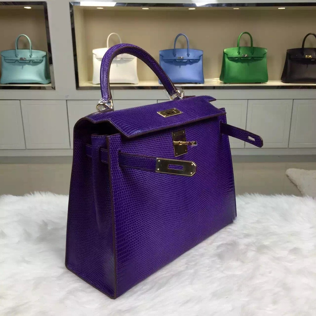 Online Shopping Hermes France Lizard Skin Violet Color Kelly Bag 28CM ...
