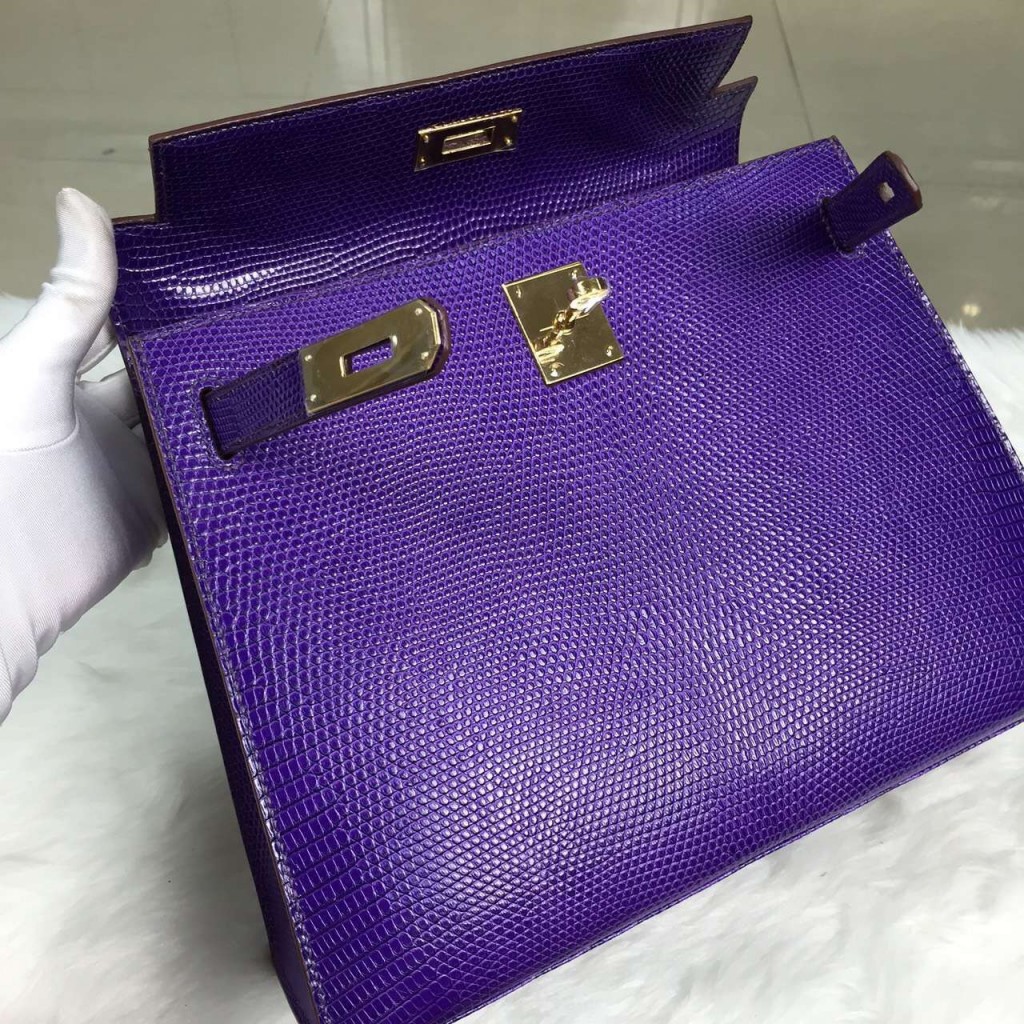 Online Shopping Hermes France Lizard Skin Violet Color Kelly Bag 28CM ...