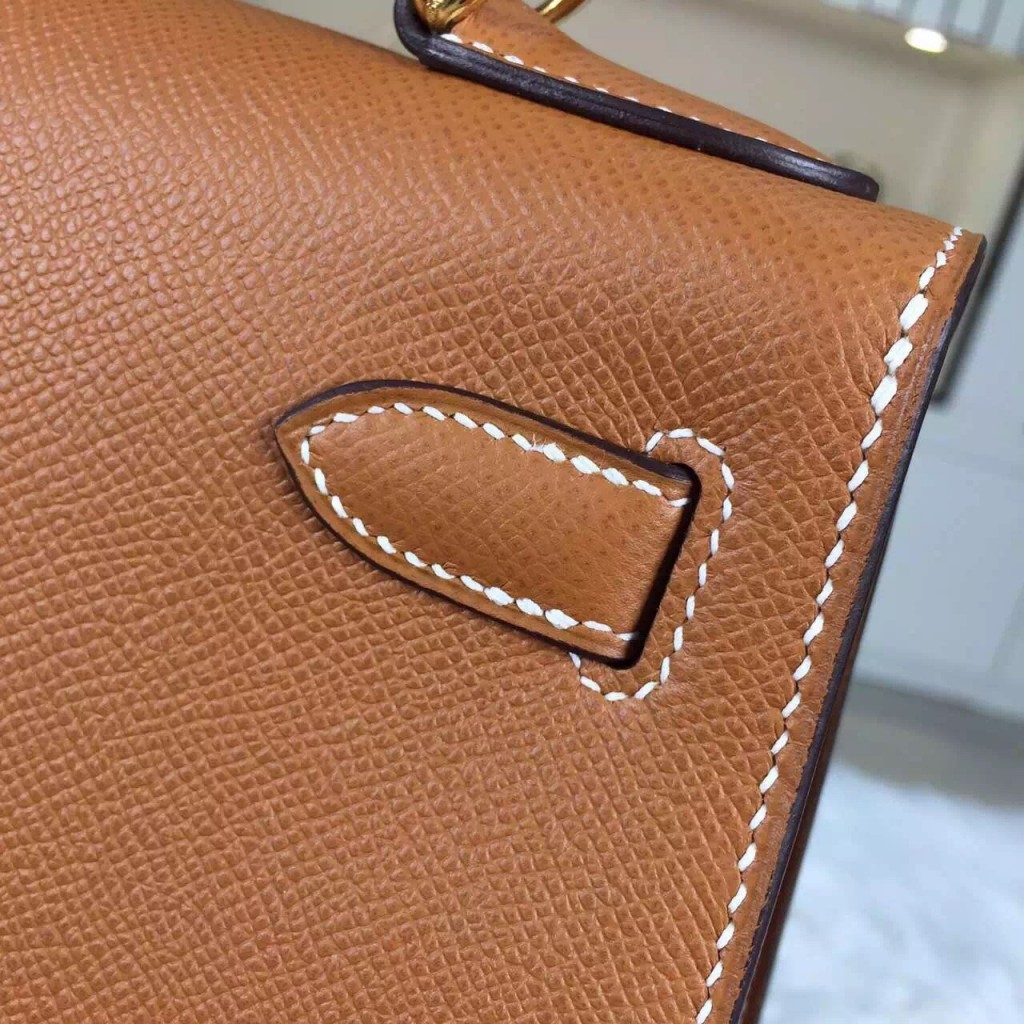 Hand Stitching Hermes Kelly28CM CK37 Brown Original Epsom Calfskin