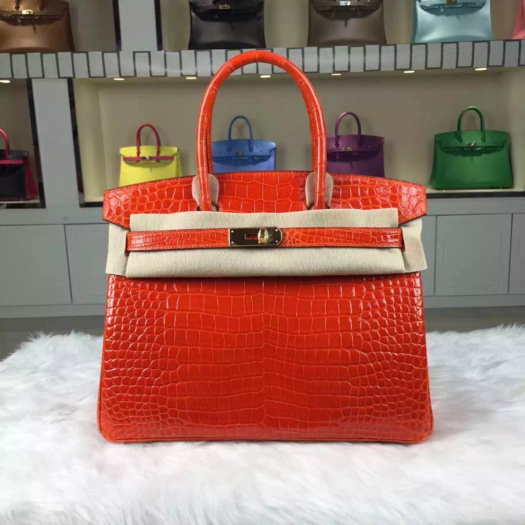 Hermes Custommade Birkin 30CM Original Crocodile Shiny Leather Tote