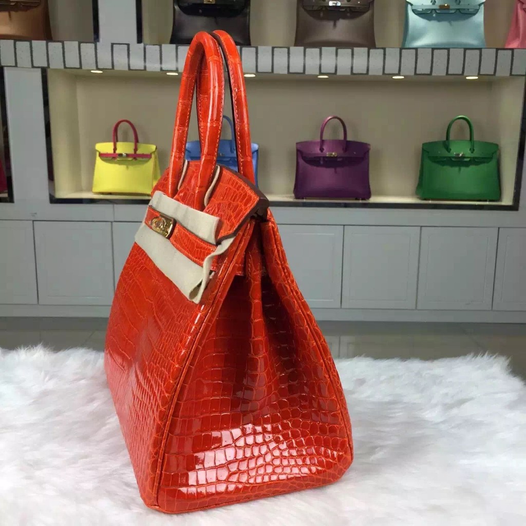 Hermes Custommade Birkin 30CM Original Crocodile Shiny Leather Tote