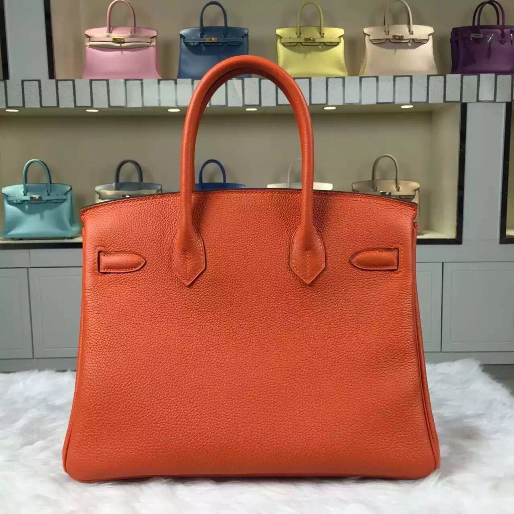 Fashion Hermes Birkin30 Orange Togo Calfskin Leather Women's Bag - H ...