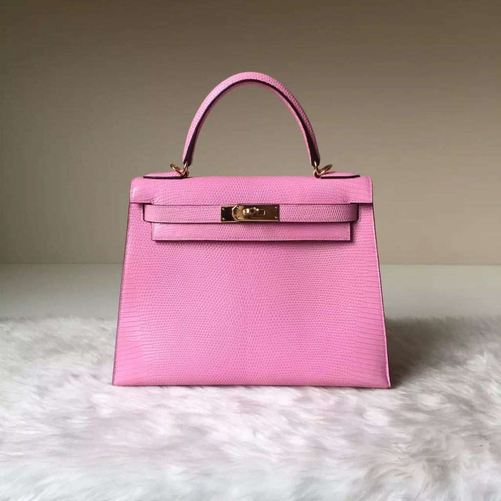 New Pretty Hermes 5P Pink Lizard Leather Kelly Bag 28cm – HEMA Leather ...