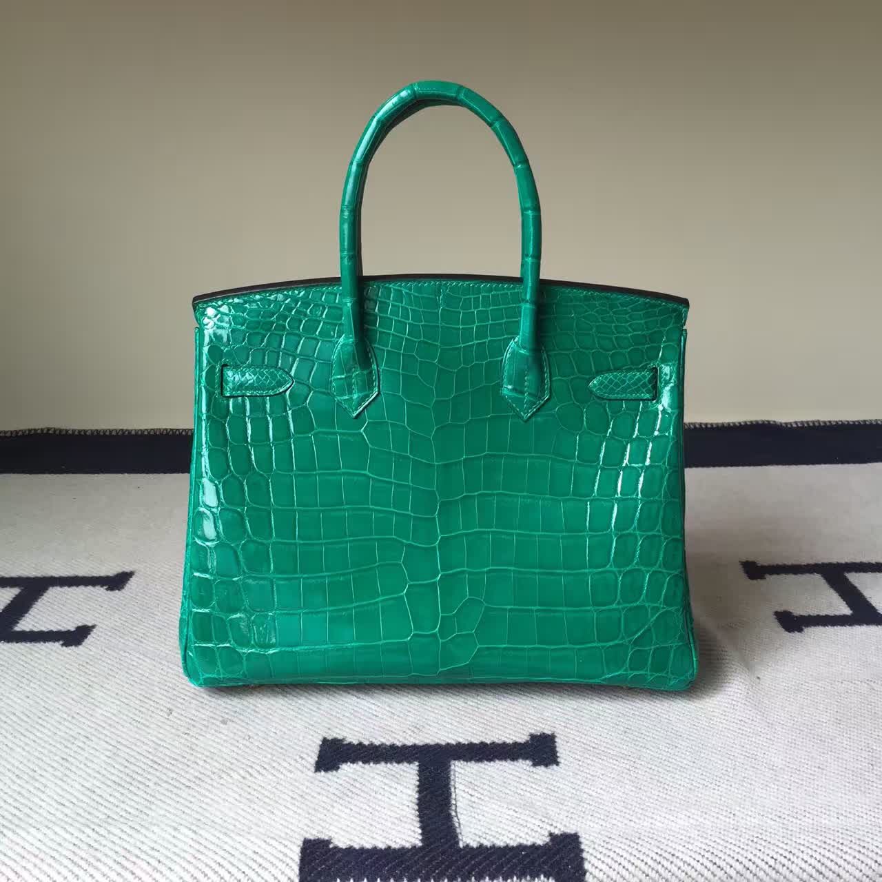 Discount Hermes Birkin Bag 30cm 6Q Emerald Green Shiny Crocodile ...