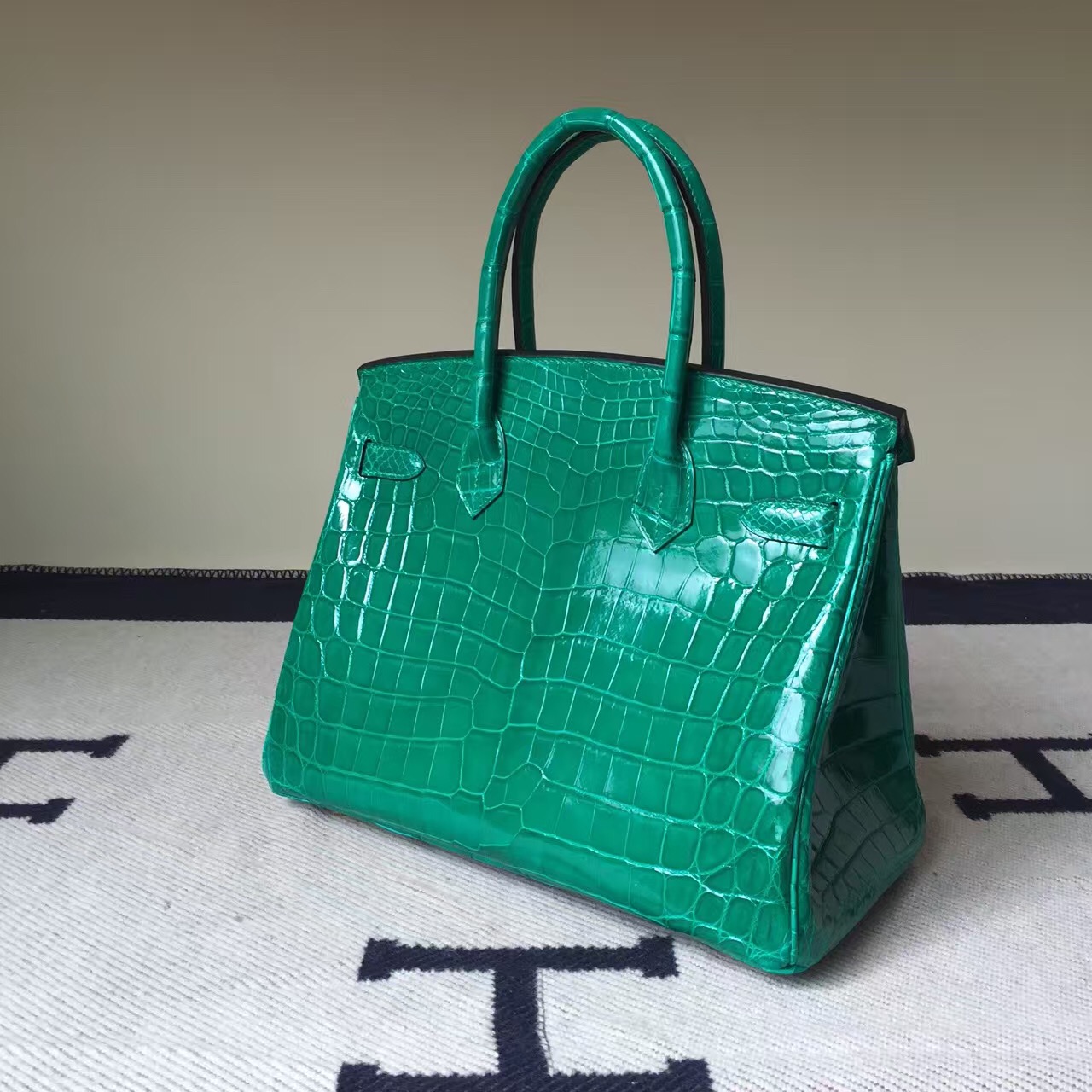 Discount Hermes Birkin Bag 30cm 6Q Emerald Green Shiny Crocodile ...