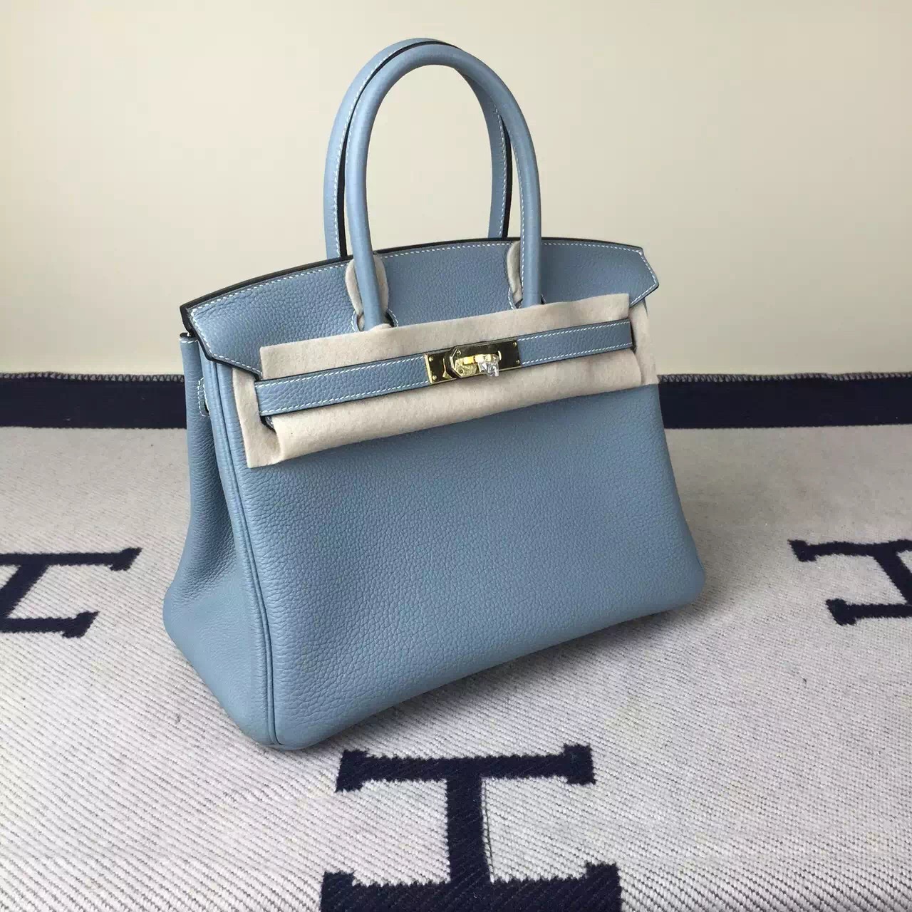 Discount Hermes J7 Blue Lin Togo Calfskin Leather Birkin30cm Bag – HEMA ...