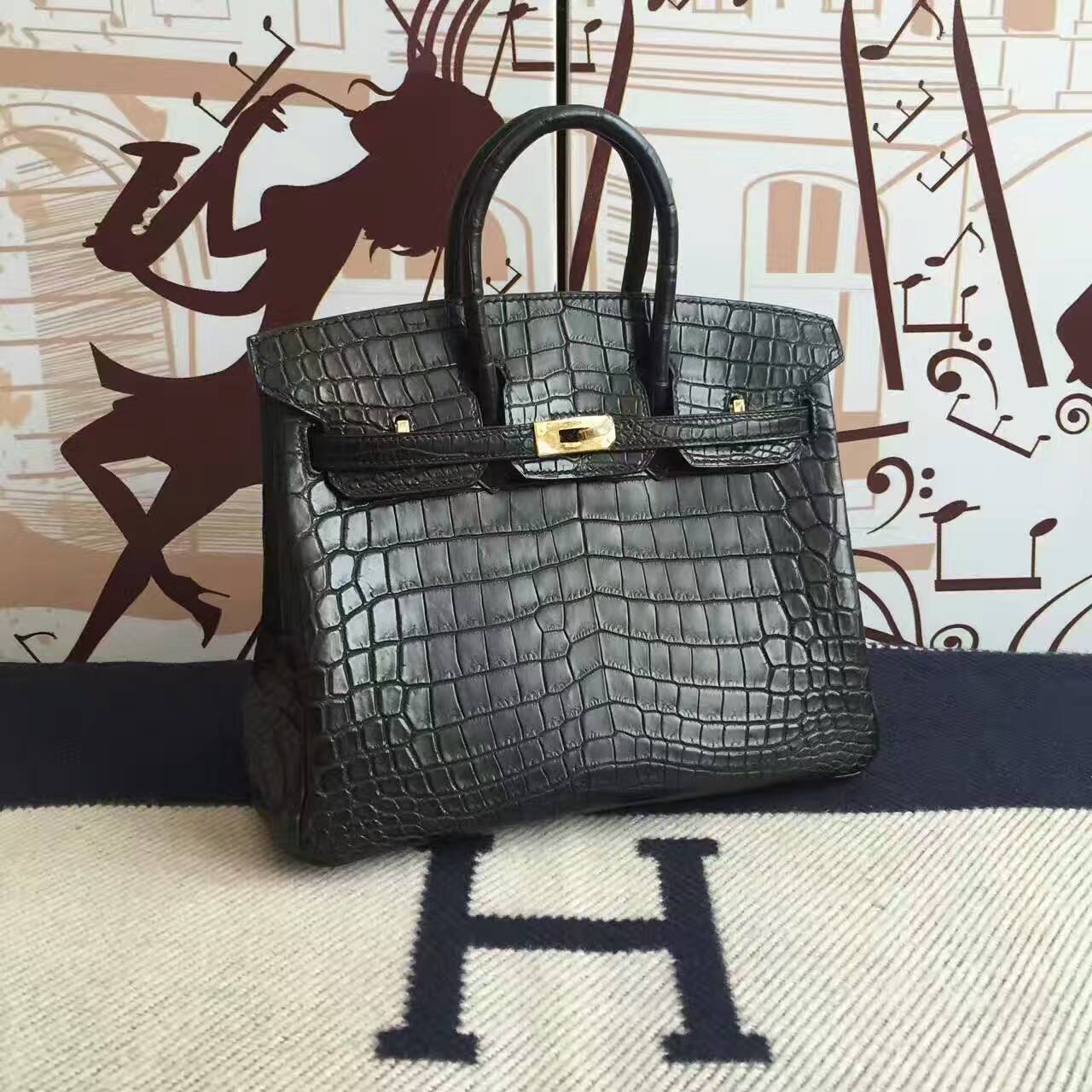 Wholesale Hermes CK89 Black Crocodile Matt Leather Birkin Bag 25cm ...