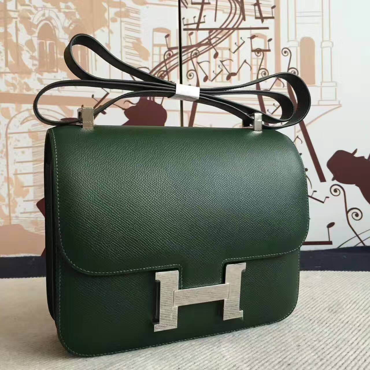 High Quality Hermes Constance Bag 24cm in 2Q Vert Anglais Epsom Leather ...