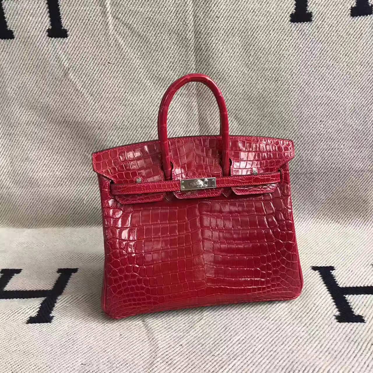 Wholesale Hermes Red Crocodile Shiny Leather Birkin Bag 25cm – HEMA ...