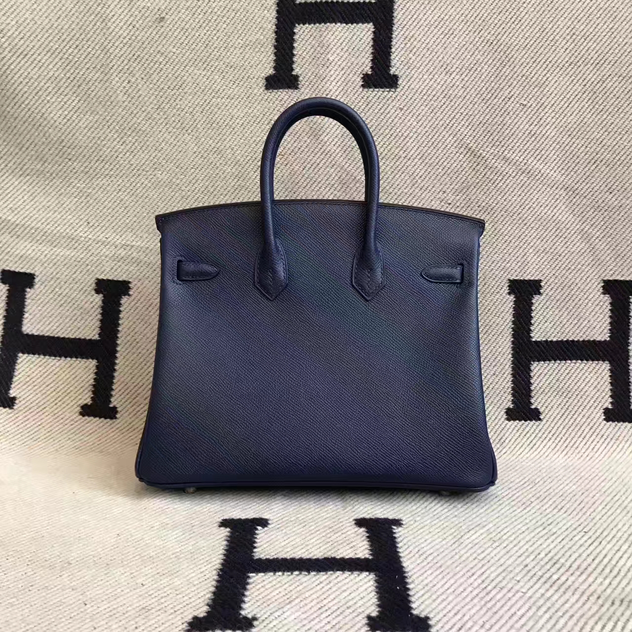 Hand Stitching Hermes 7K Blue Saphir Original Epsom Leather Bolide