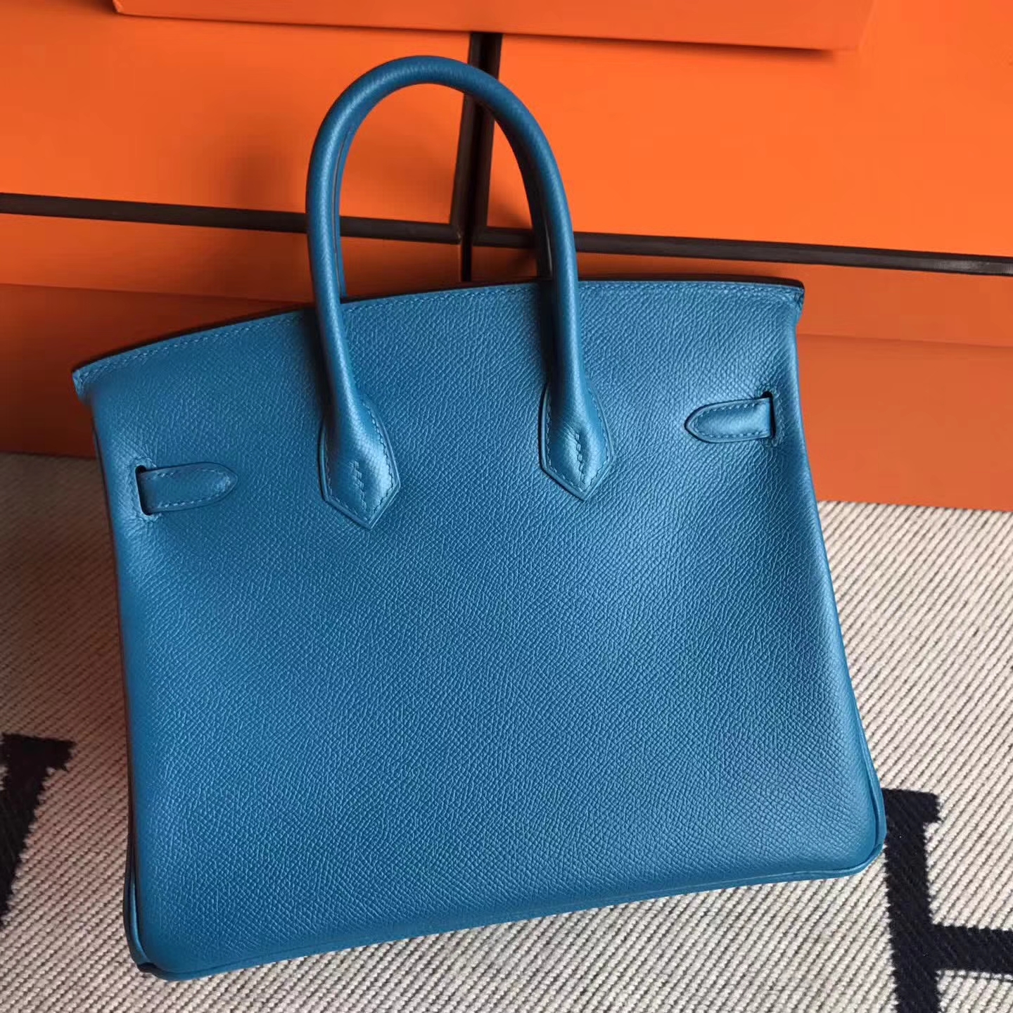 On Sale Hermes Birkin Bag25cm in Blue Izmir Epsom Leather Silver ...