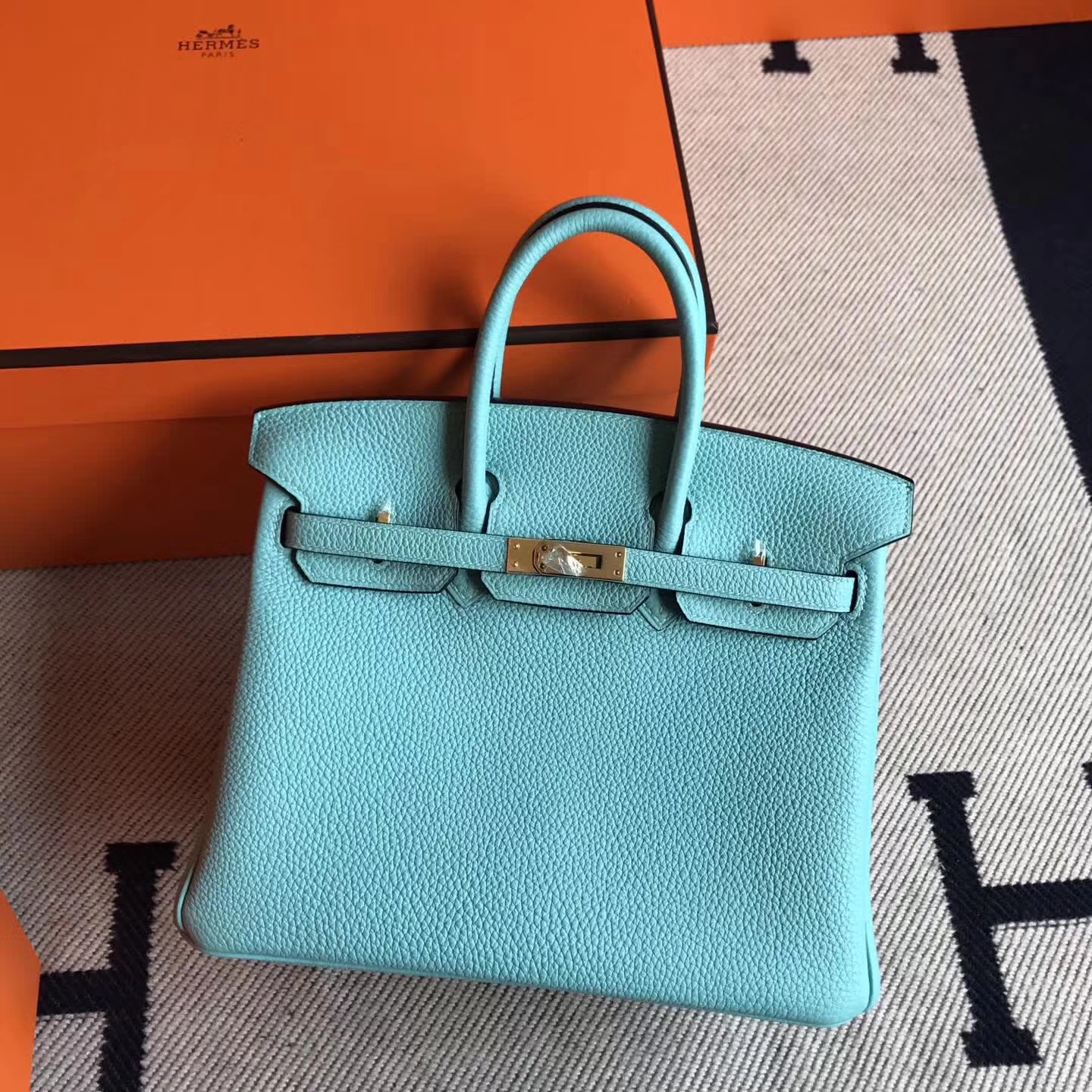 On Sale Hermes 3P Blue Attol Togo Leather Birkin Tote Bag25cm – HEMA ...