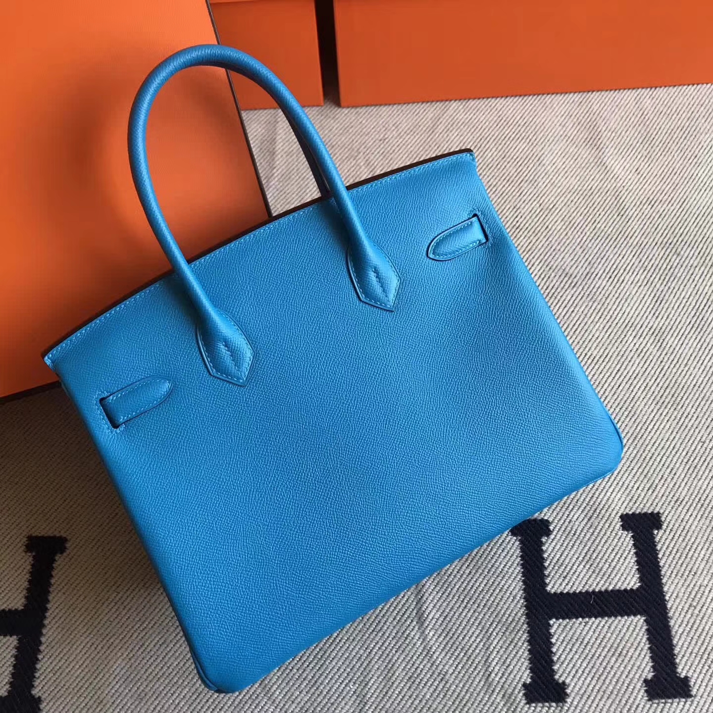 Sale Hermes B3 Blue Zanzibar Epsom Leather Birkin30cm Tote Bag – HEMA ...