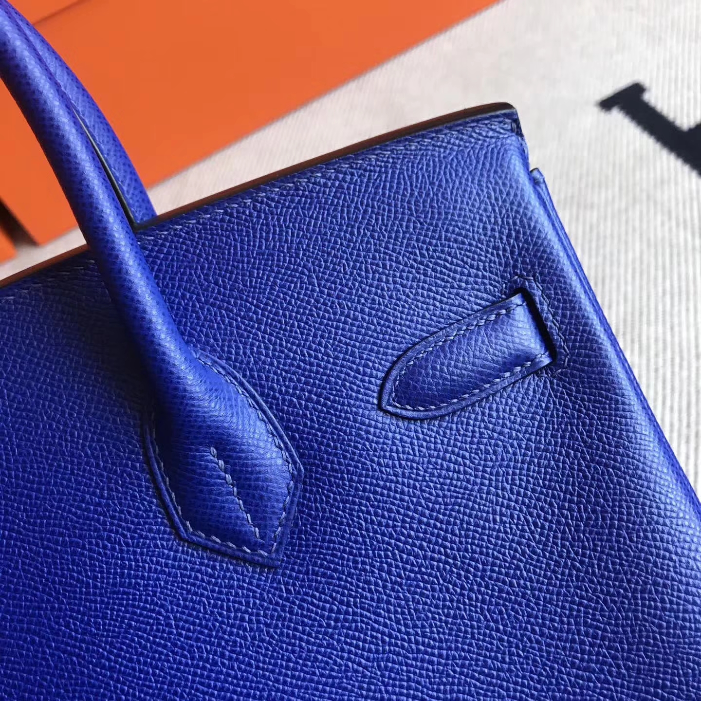 Hot Sale Hermes 7T Blue Electric Epsom Leather Birkin30cm Handbag