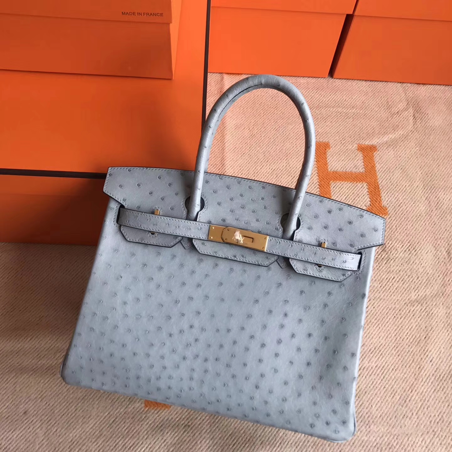 [New] Hermès Constance 18 | Blue Roy, Ostrich Leather, Gold Hardware